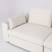 Creamy Tofu Block Pullout Sofa Bed with Storage