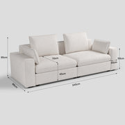 Creamy Tofu Block Pullout Sofa Bed with Storage