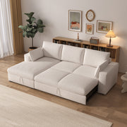 Creamy Tofu Block Pullout Sofa Bed with Storage