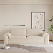 Cream Convertible Sleeper Sofa Bed with Drawers