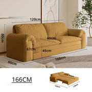 Cream Convertible Sleeper Sofa Bed with Drawers
