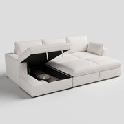 Creamy Tofu Block Pullout Sofa Bed with Storage