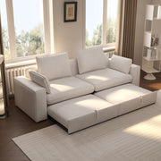 Creamy Tofu Block Pullout Sofa Bed with Storage