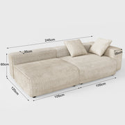 Corduroy Modular Wide Seat Chaise Sofa Block