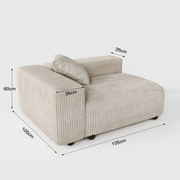Corduroy Modular Wide Seat Chaise Sofa Block
