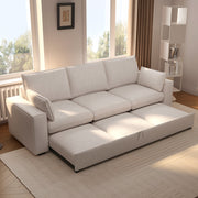 Creamy Tofu Block Pullout Sofa Bed with Storage