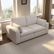 Creamy Tofu Block Pullout Sofa Bed with Storage
