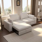 Creamy Tofu Block Pullout Sofa Bed with Storage