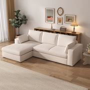 Creamy Tofu Block Pullout Sofa Bed with Storage